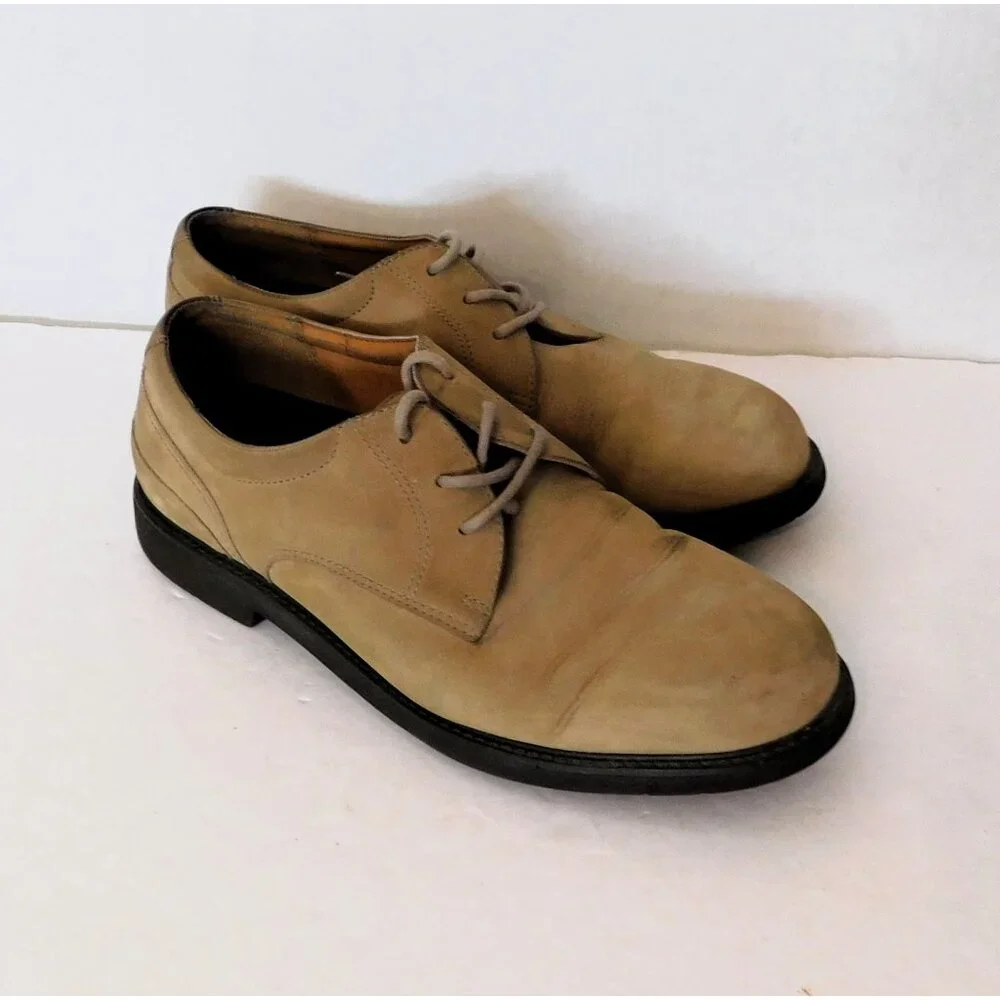 Rockport Suede Oxford Shoes Men’s 9.5M Tan Lace Up Durable Leather